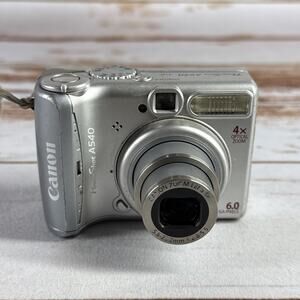 Canon PowerShot A540 6MP Digital Camera | 4X Zoom | Silver | Tested & Working